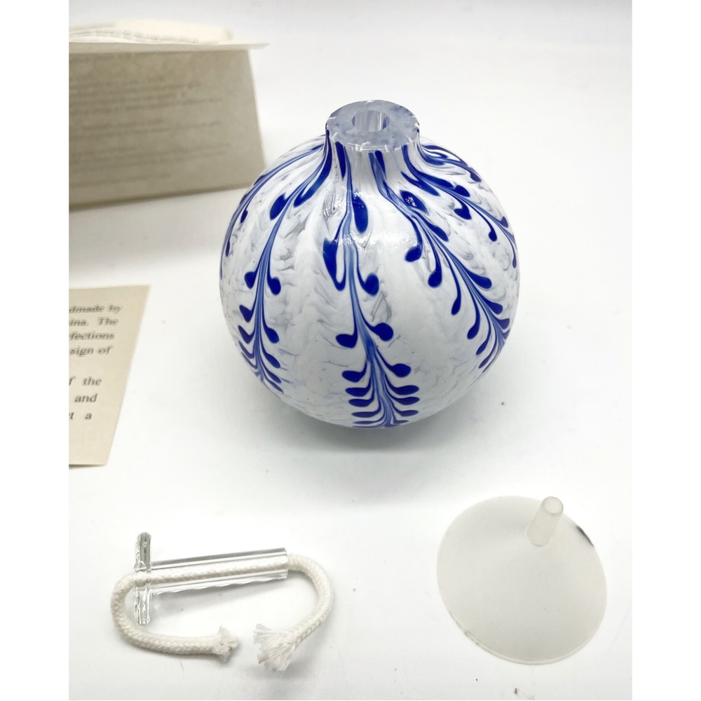 Traditions Hand Blown Glass Oil Lamp Round Ball w/ Cotton Wick - New w/ Open Box